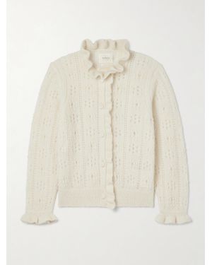 Doen Claudie Ruffled Pointelle-Knit Alpaca-Blend Cardigan - Natural