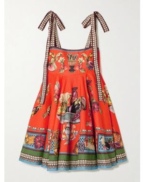 ALÉMAIS Rocco Printed Linen Mini Dress - Red