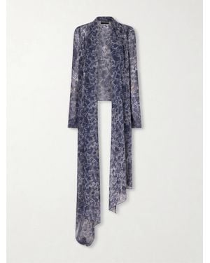 Cortana Meena Printed Silk-Chiffon Blouse - Blue