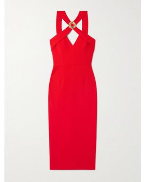 Rebecca Vallance Cameron Embellished Crepe Midi Dress - Red
