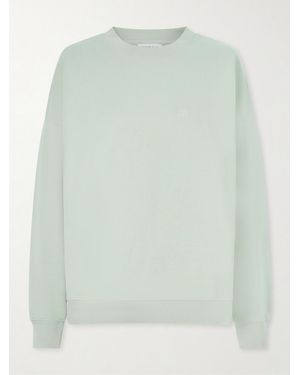 Anine Bing Miles Logo-Embroidered Cotton-Jersey Sweatshirt - Green