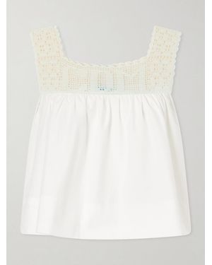 Calle Del Mar Heirloom Lace-Trimmed Cotton-Poplin Top - White