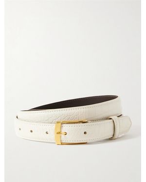 Nili Lotan Dana Croc-Effect Leather Belt - Natural