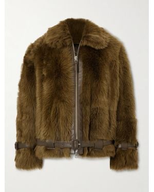 Tom Ford Belted Padded Shearling Jacket - Green