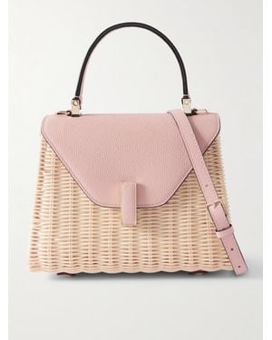 Valextra Iside Mini Leather-Trimmed Rattan Tote - Pink