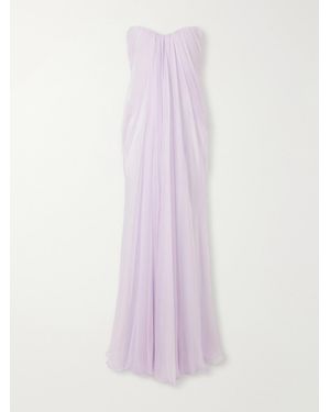 McQueen Strapless Draped Silk Bustier Maxi Dress - Pink