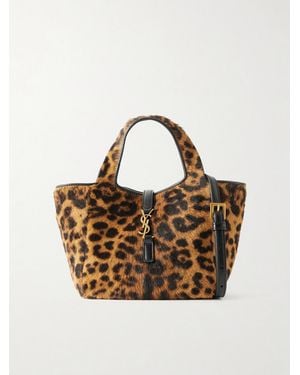 Saint Laurent Le 5 À 7 Baby Bea Leather-Trimmed Leopard-Print Pony Hair Shoulder Bag - Multicolor