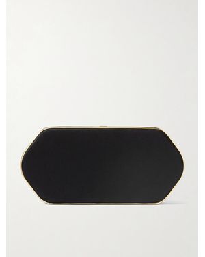 Hunting Season Elongated Silk-Satin And-Tone Clutch - Black