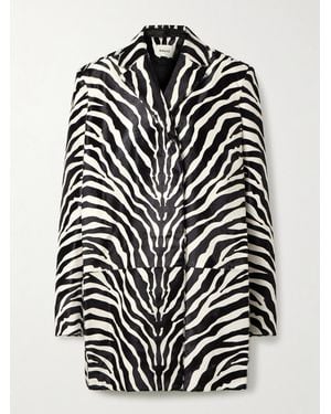 KHAITE Lorel Zebra-Print Calf Hair Coat - Black