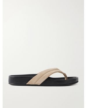 St. Agni Suede Platform Thong Sandals - White