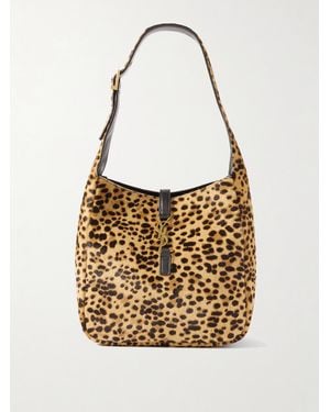 Saint Laurent Le 5 À 7 Supple Small Leather-Trimmed Leopard-Print Pony Hair Shoulder Bag - White