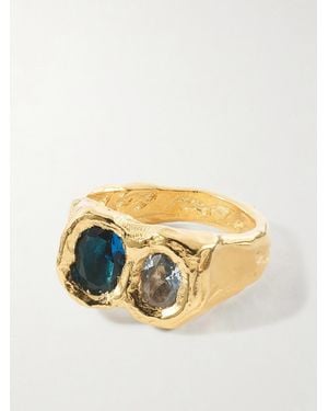 SIMUERO Buzo-Plated Sterling Topaz And Cubic Zirconia Ring - Metallic