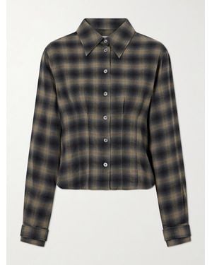 Our Legacy Envelop Checked Cotton And Wool-Blend Shirt - Black