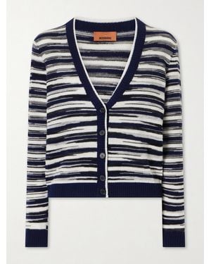 Missoni Striped Cashmere And Wool-Blend Cardigan - Blue