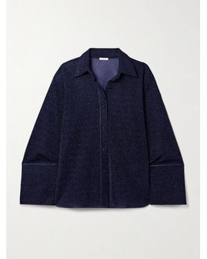 Oséree Lumière Hemd Aus Metallic-Stretch-Strick - Blau