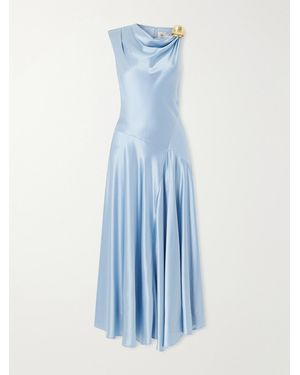 Aje. Siren Embellished Satin Maxi Dress - Blue