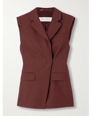 Dries Van Noten Striped Wool-Blend Twill Vest - Red