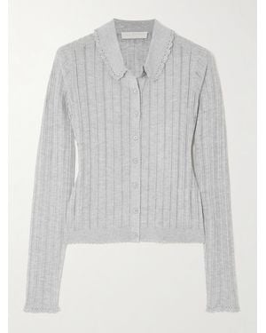 Ulla Johnson Lottie Cardigan Aus Pointelle-Strick Mit Häkelbesätzen - Grau