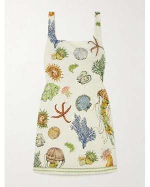ALÉMAIS Sam Pauletto Sea Printed Linen Mini Dress - White
