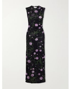 Stella McCartney Floral-Print Knitted Midi Dress - Black