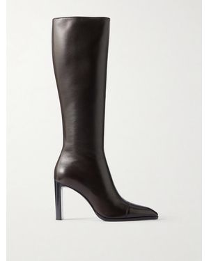Saint Laurent Venetia Leather Knee Boots - Black