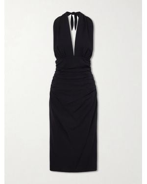 Dolce & Gabbana Halterneck Backless Silk-Blend Midi Dress - Blue