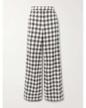 Cara Cara Mayflower Gingham Cotton-Blend Wide-Leg Pants - White