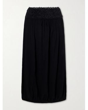 Isabel Marant Nilma Lace-Trimmed Silk Midi Skirt - Black