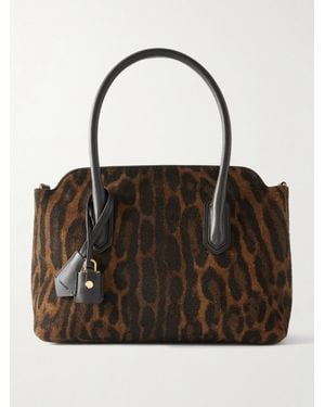 Tom Ford Ocelot Mittelgroße Tote Aus Gebürstetem Veloursleder Mit Lederbesätzen Und Ozelot-Muster - Schwarz