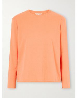 AURALEE Cotton And Cashmere-Blend T-Shirt - Orange