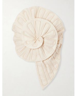 ANDRES OTALORA Cosmos Strapless Cropped Embroidered Linen Top - Natural