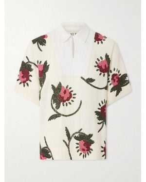 S.S.Daley Iona Bead-Embellished Linen Shirt - Natural