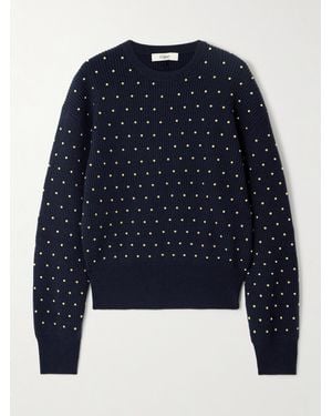 Chloé Pull En Laine Et Cachemire Mélangés Côtelés À Clous - Bleu