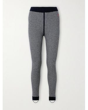 Perfect Moment Jazzy Ribbed Striped Wool And Cashmere-Blend Leggings - Gray