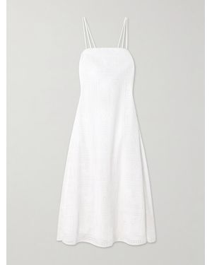Tory Burch Rückenfreies Midikleid Aus Baumwolle Mit Lochstickerei - Weiß