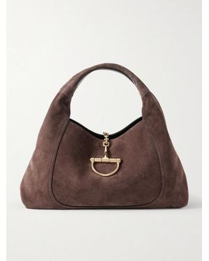 Gucci Softbit Tote Aus Veloursleder - Braun