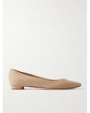 Manolo Blahnik Lanza Bb Wool Point-Toe Flats - Natural