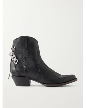 Comme des Garçons X Mexicana Embellished Leather Ankle Boots - Black