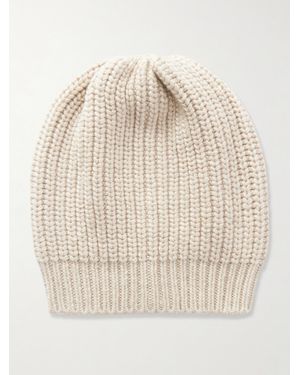 Brunello Cucinelli Sequin-Embellished Ribbed Cashmere And Silk-Blend Beanie - Natural
