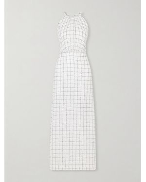 LIBEROWE Celeste Cotton-Tweed Halterneck Maxi Dress - White