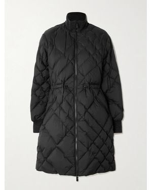 Burberry Appliquéd Leather-Trimmed Padded Quilted Shell Down Jacket - Black