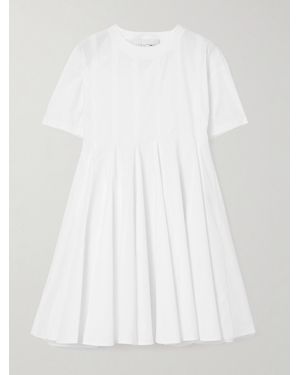 AZ FACTORY Pleated Cotton-Poplin Mini Dress - White