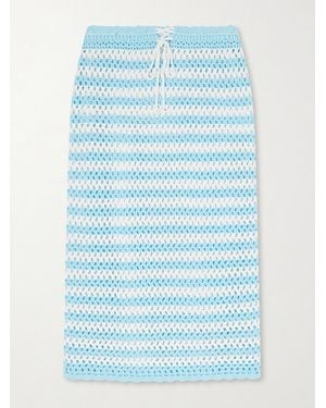 Jonathan Simkhai Welles Striped Crocheted Cotton Midi Skirt - Blue