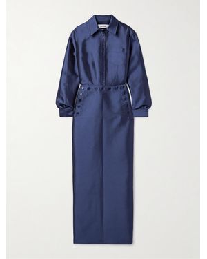 Christopher John Rogers Sailor Silk And Wool-Blend Duchesse-Satin Maxi Dress - Blue