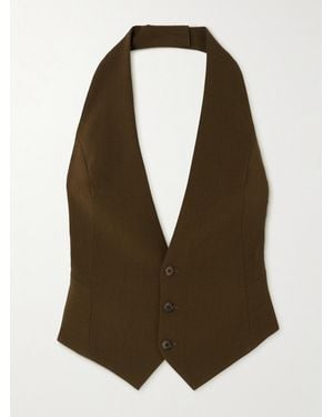 Petar Petrov Privilege Grain De Poudre Wool-blend Vest - Green
