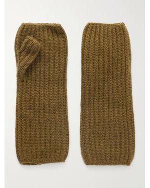Johnstons of Elgin Della Ribbed Cashmere Gloves - Green