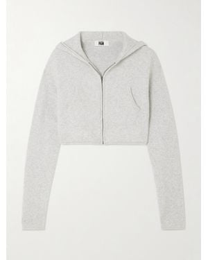 RE/DONE Net Sustain + Pamela Anderson Cropped Brushed Organic Cotton-Blend Hoodie - White