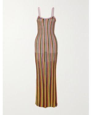 Zimmermann Lucky Metallic-Knit Maxi Dress in Brown | Lyst