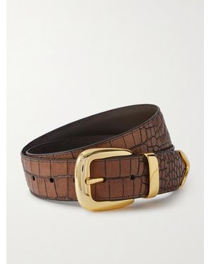 Anderson's Croc-Effect Leather Belt - Brown