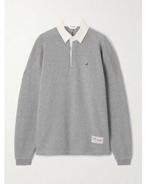 Aimé Leon Dore Crest Embroidered Ribbed Cotton Polo Shirt - Grey